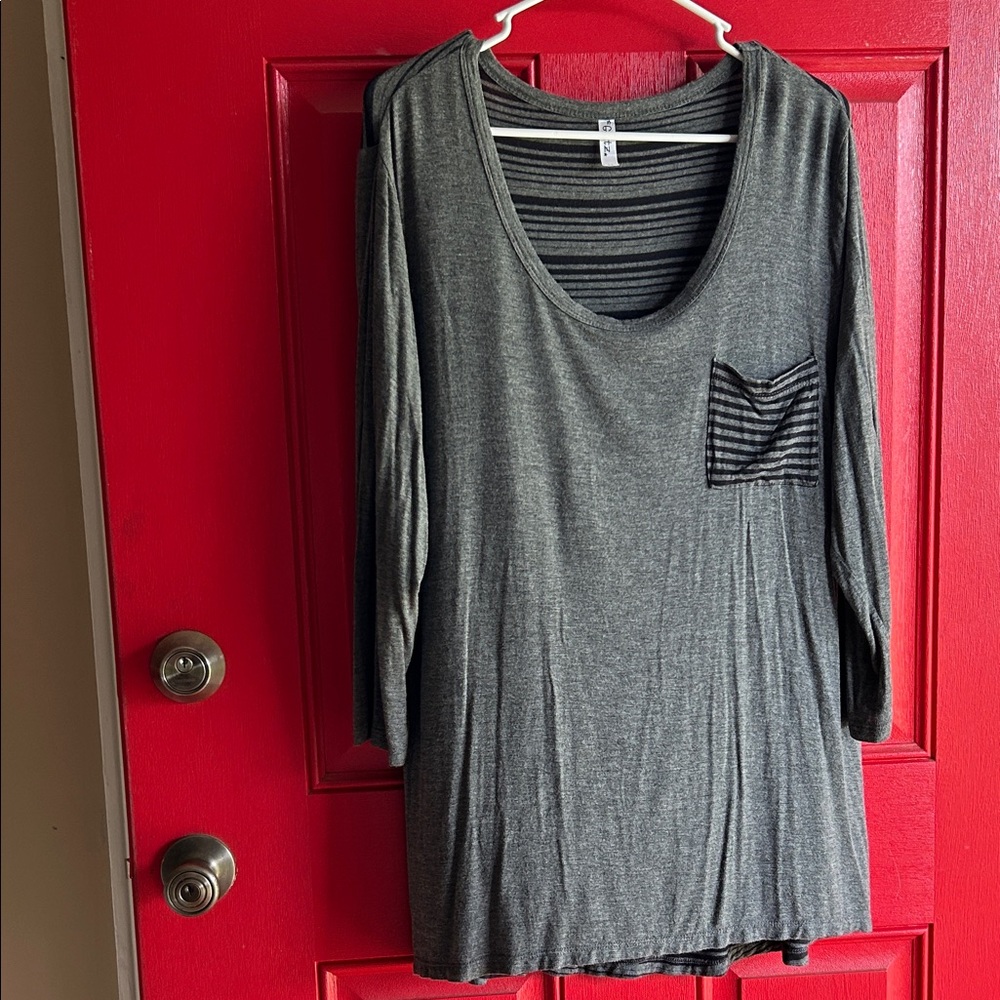 Glitz Charcoal and Black Striped Top